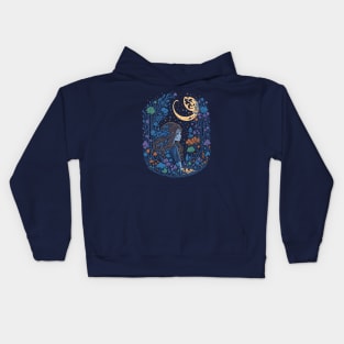 Cute Girl in the Woods at Night Time Kids Hoodie